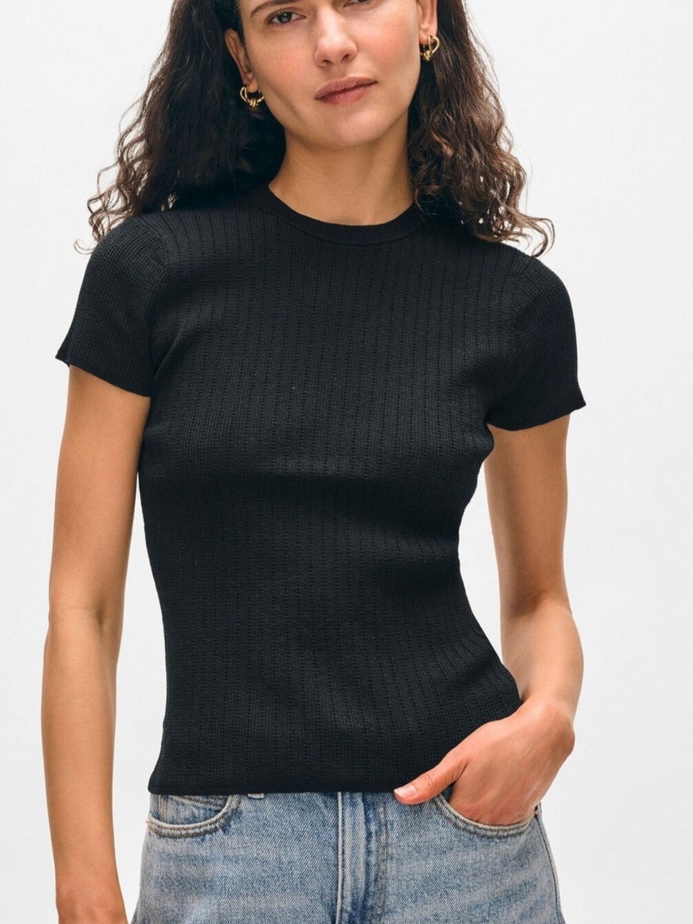 White+Warren paperfine pointelle tee